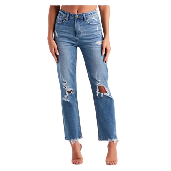 H&M Blue Ankle & Cropped Distressed Blue Jeans Size 2 - Picture 1 of 5